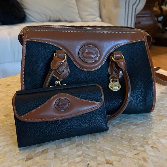 Dooney & Bourke | Bags | Vintage Dooney Bourke Pebble Grain  Dooney & Bourke Black and Tan Satchel main image 0